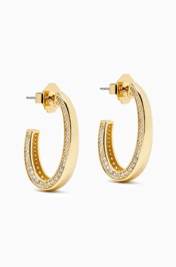 Pavé Hoop Earrings in Gold-plated Brass