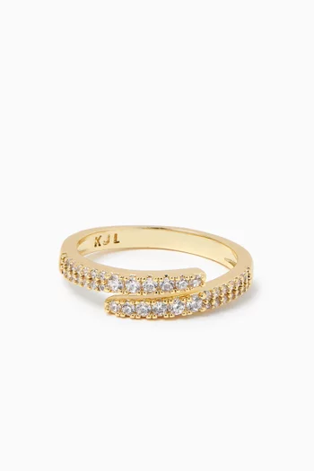 Pave Single Wrap Ring in Gold-plated Brass
