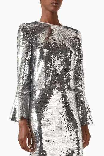 Flared-sleeve Top in Sequin