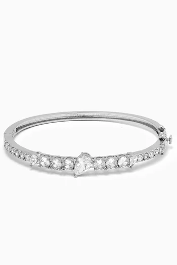 Pear CZ Graduated Bangle in Rhodium-plated Brass