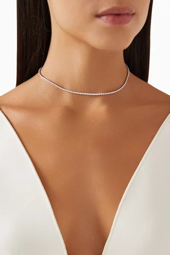 قلادة تنس نحاس مطلي روديوم