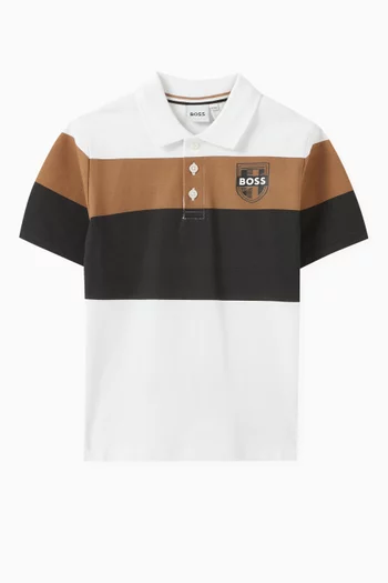 Logo-print Striped Polo Shirt in Cotton-piqué