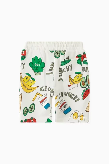 شورت بطبعة عبارة Crunchy Lunchy وطعام قطن عضوي