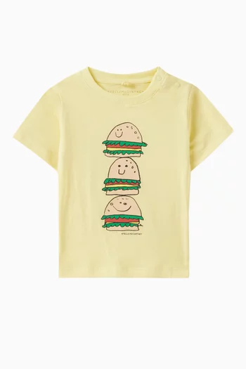 Hamburger-print T-shirt in Cotton