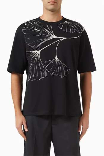 Ginko Print T-shirt in Cotton Jersey