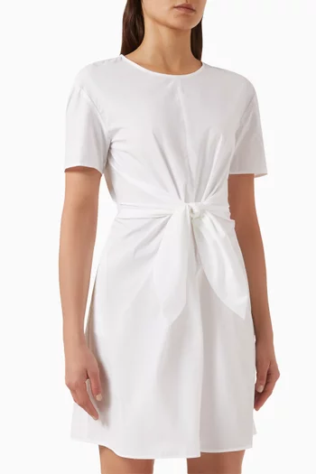 Waist-tie Mini Dress in Cotton