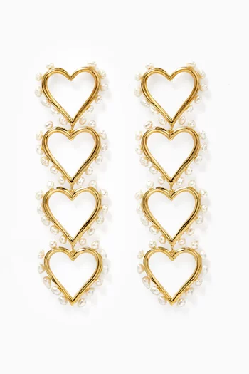 Statement Hearts Earrings in 18kt Gold-plated Brass