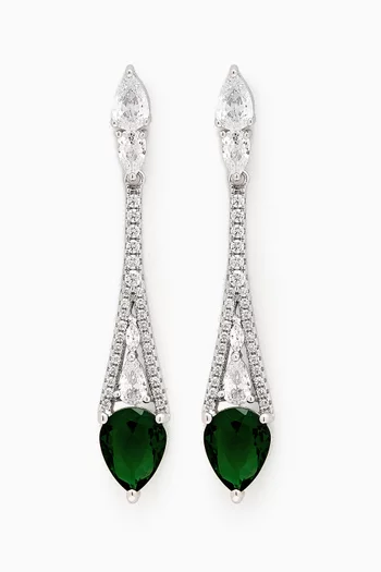 Emerald Drop Earrings in Sterling Silver