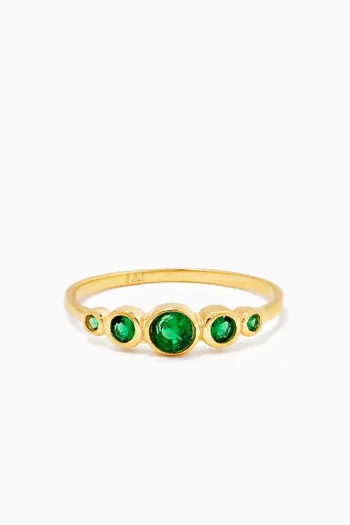 خاتم مرصع بخمس أحجار كريستال أخضر فضة إسترلينية مطلية باللون الذهبي
