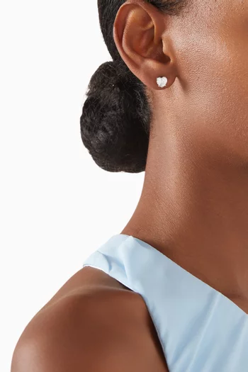 أقراط مرصعة بكريستال بتصميم قلب فضة إسترلينية