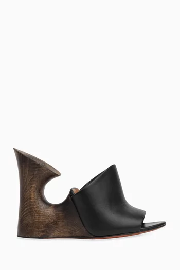 La Sculpture 100 Mule Sandals in Calfskin & Wood