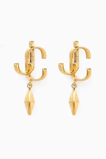 JC Diamond Earrings in Gold-finish Brass