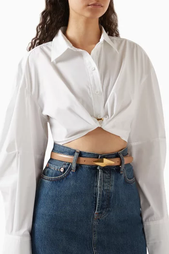 Diamond Clasp Belt in Polished Leather