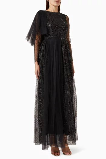 Crystal-embellished Maxi Dress in Tulle