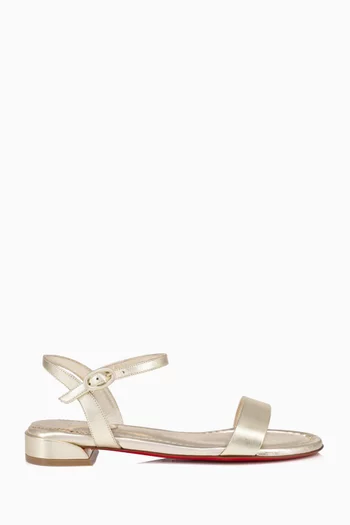 Sweet Jane Flat Sandals in Iridescent Leather