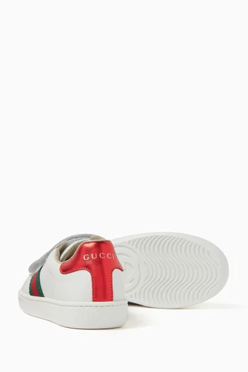 Web-stripe Sneakers in Leather