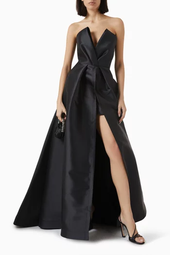 Strapless High Low Gown in Satin