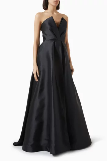 Strapless High Low Gown in Satin
