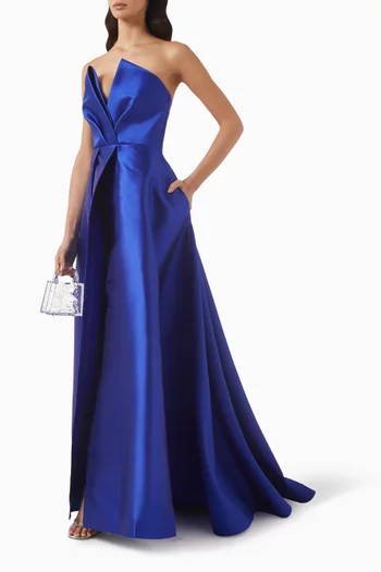 Strapless High Low Gown in Satin