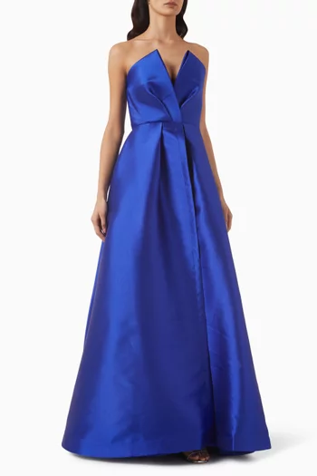 Strapless High Low Gown in Satin