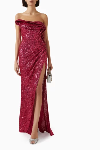 Strapless Sequinned Gown