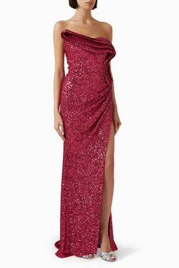 Strapless Sequinned Gown