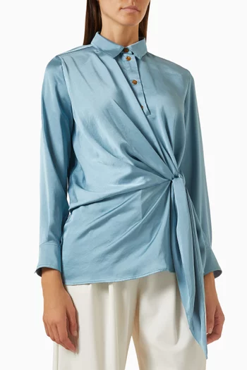 Majori Knotted Shirt in Satin