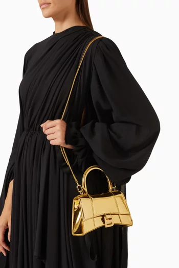 XS Hourglass Top-handle Bag in Metallic Leather