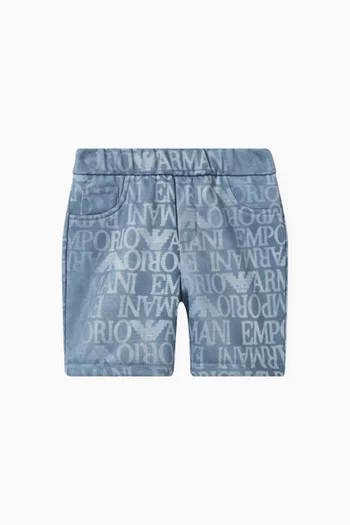 All-over EA Logo Shorts in Cotton Jersey