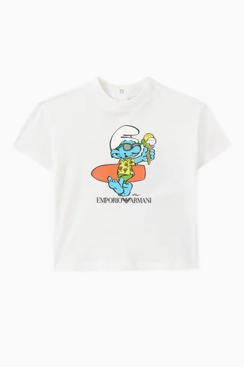 x The Smurfs Logo T-shirt in Cotton