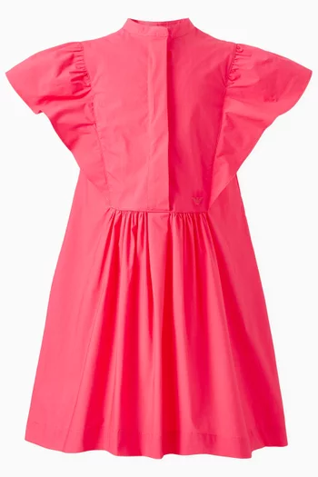 Frill-sleeve Dress in Poplin