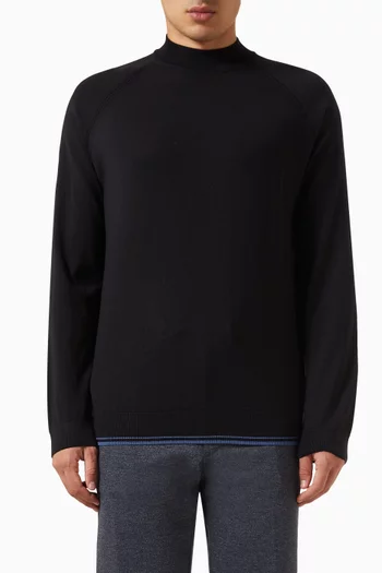 Mock Neck Sweater in Virgin Wool Blend Knit