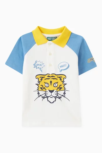 Tiger-print Polo Shirt in Organic Cotton