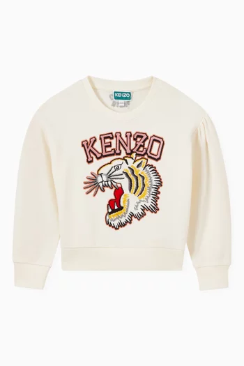 Tiger Logo-embroidered Sweatshirt in Cotton Fleece