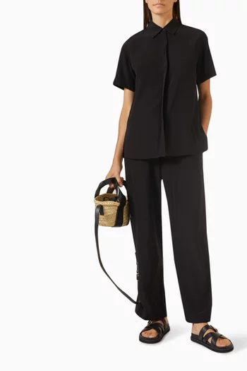 Oversized Short-sleeve Shirt in Organic Silk Crepe de Chine