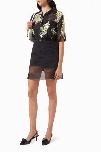 قميص بتطريزات زهور حرير أورجانزا