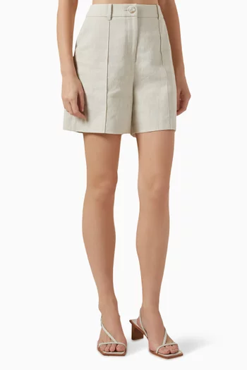 Lennox Shorts in Linen Suiting Fabric