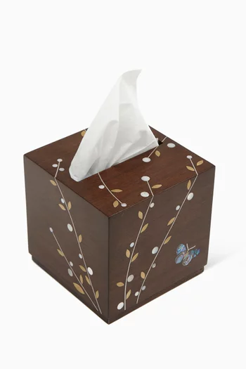 Butterfly Mother-of-Pearl Tissue Box in American Walnut