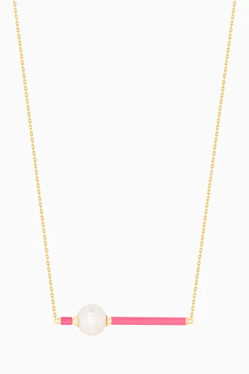 Kiku Glow Neon Freshwater Pearl Necklace in 18kt Yellow Gold