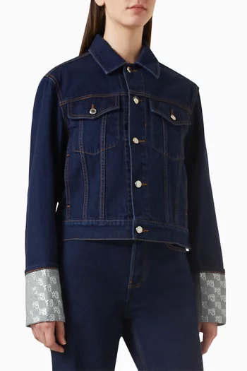 Crystal-embellished Cuff Jacket in Denim