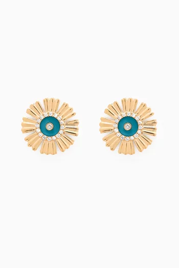 Farfasha Happy Sunkiss Diamond & Turquoise Earrings in 18kt Gold