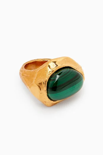 The Mountain Rising Malachite Ring in 24kt Gold-plated Bronze