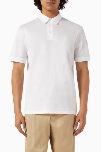 Logo Patch Polo Shirt in Mercerized Cotton Jersey