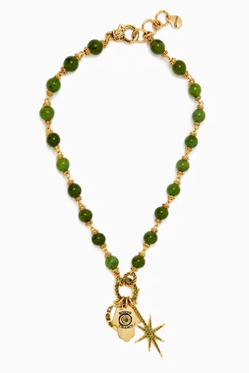 Agni Jade Necklace in Gold-plated Brass