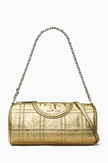 Fleming Barrel Bag in Quilted Metallic Leather