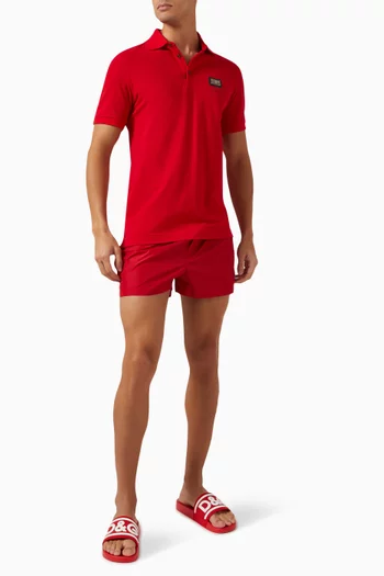 شورت سباحة بحلية شعار الماركة نايلون