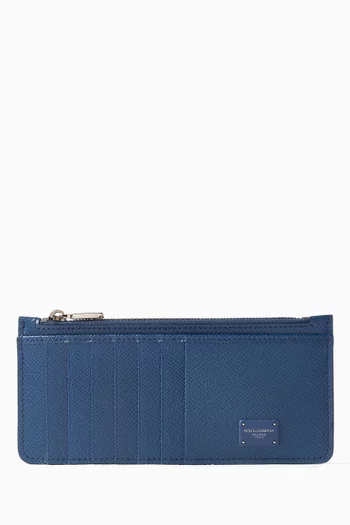 حافظة بطاقات بتصميم رأسي جلد دوفين