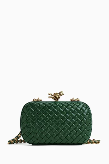 Knot Minaudiere Clutch Bag in Padded Intreccio Leather