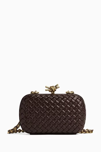 Knot Minaudiere Clutch in Padded Intreccio Leather