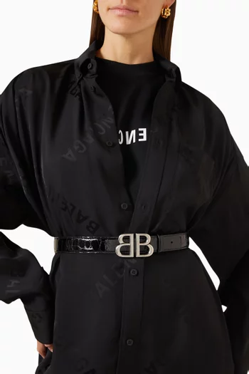 حزام موناكو جلد عجل بنقشة جلد التمساح